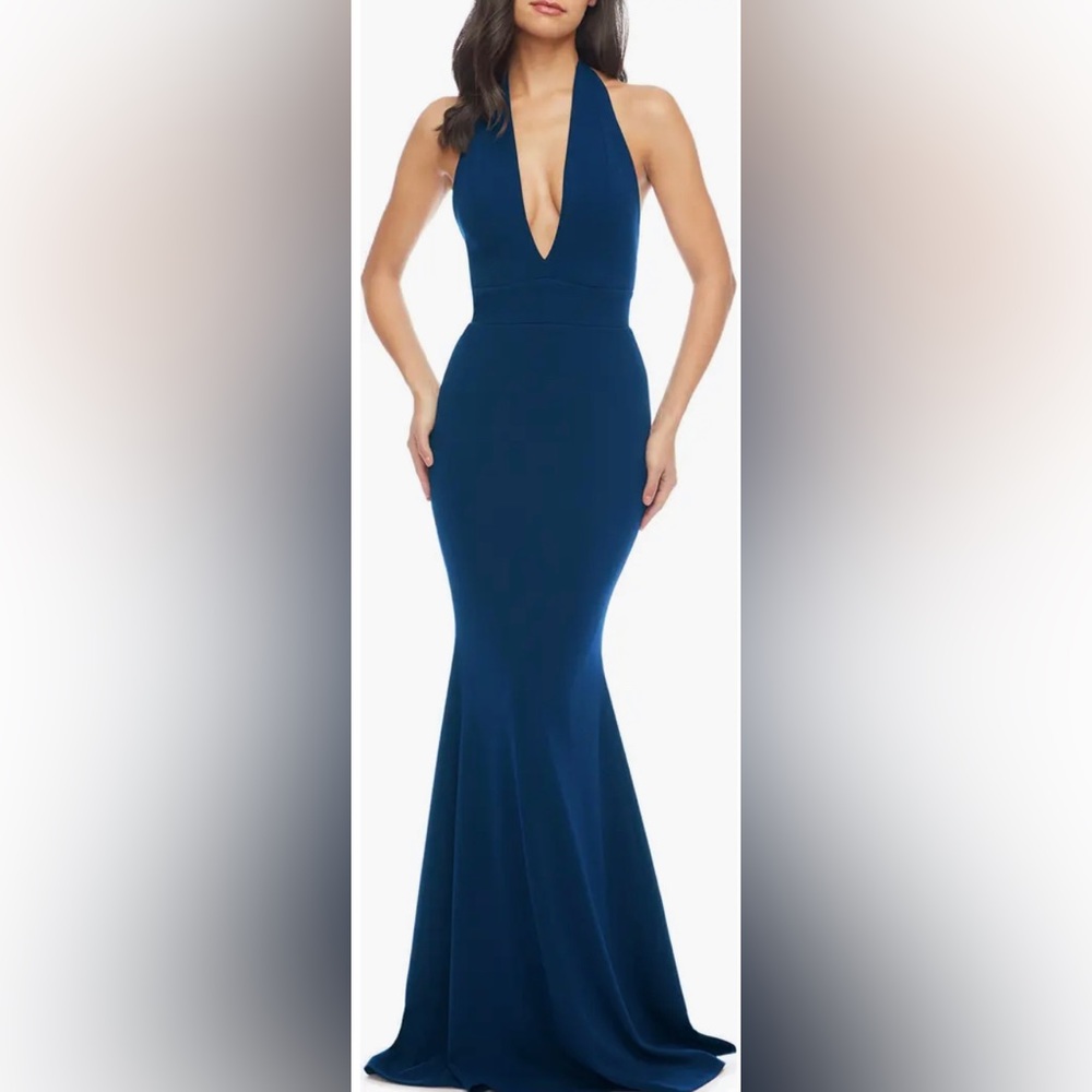 Dress the Population Camden Mermaid Hem Evening Gown Peacock